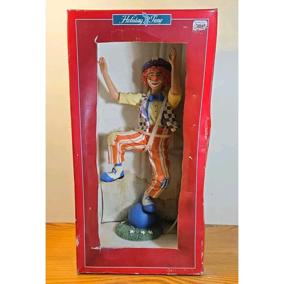 Vintage RARE Holiday Time clown Figurine Collectable Multicolored 13” Tall
